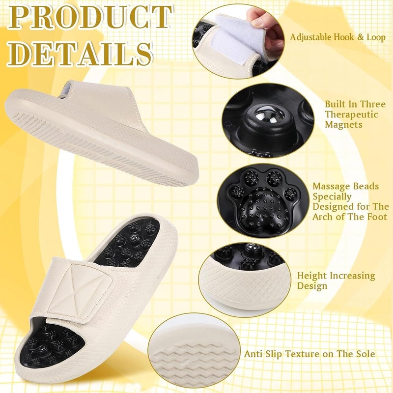 Glitopper Magnetic Acupressure Massage Slippers Acupressure Foot Massager Shoes Reflexology Sandals Gift for Men Women Reduce Feet Neuropathy Pain Relief(Us Women 8.5-10.5/ Men 7-9,White) - Image 3